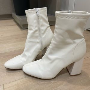 White heeled boots